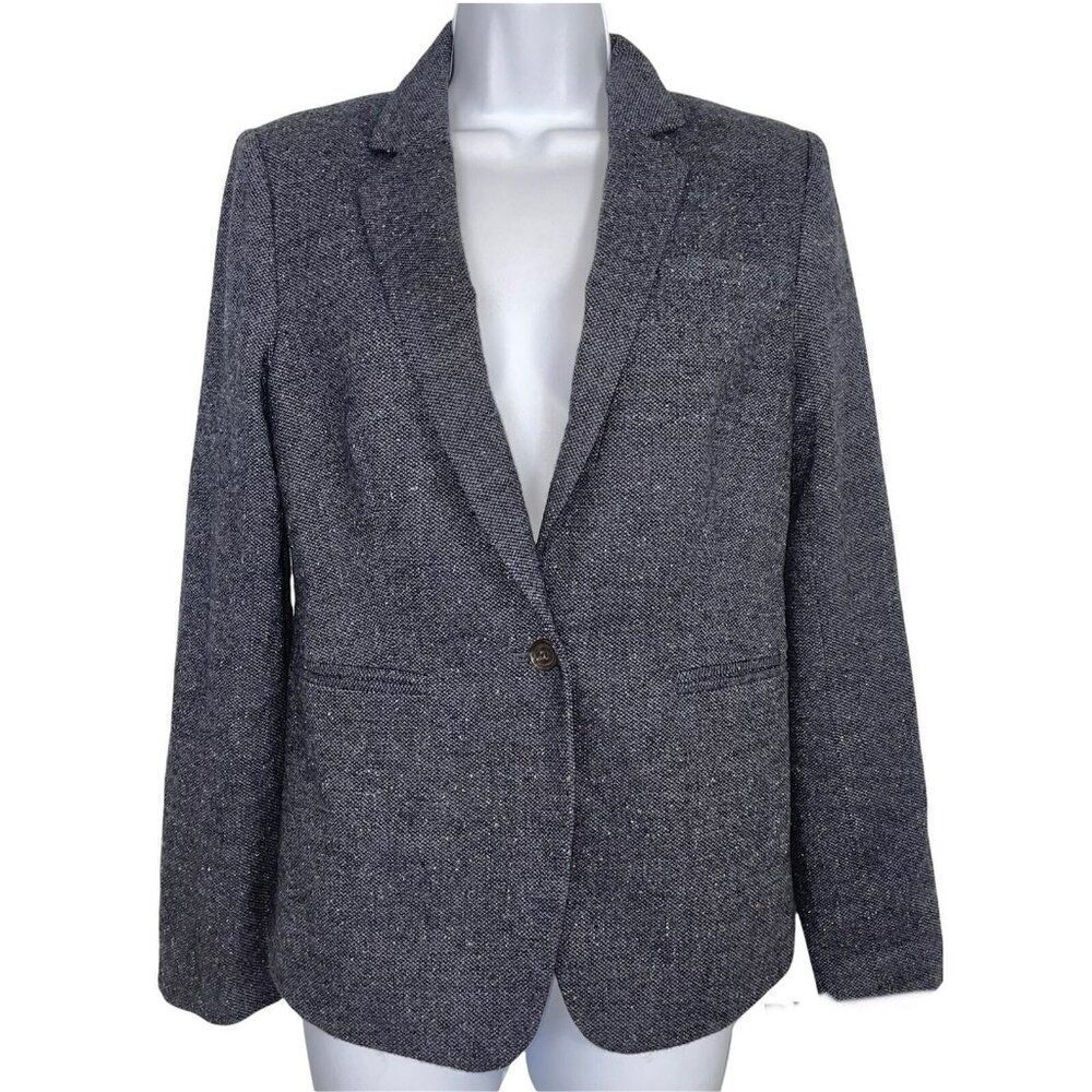 Ann Taylor LOFT Womens Size 4 Jacket Blazer Blue Gray Tweed